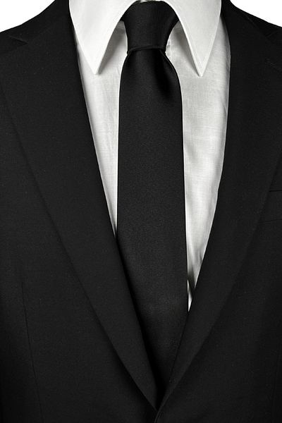 1001 Kravat Men's Wedding Tie - 7.5 cm Wide, Black Color Silk Satin