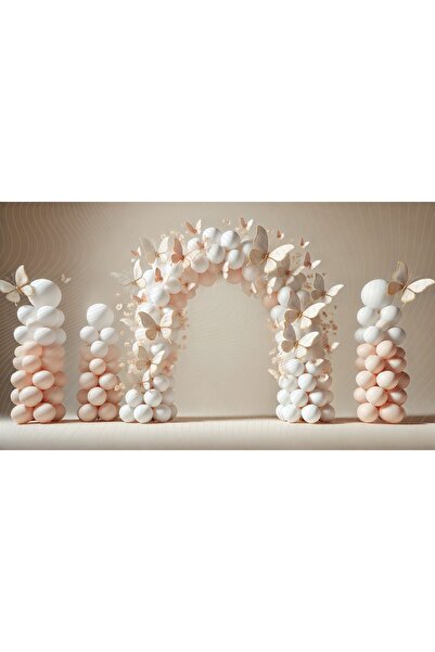 Venspor Pastel Tonlarda Balon ve Kelebek Temalı Profesyonel Fotoğrafçılık Fon...