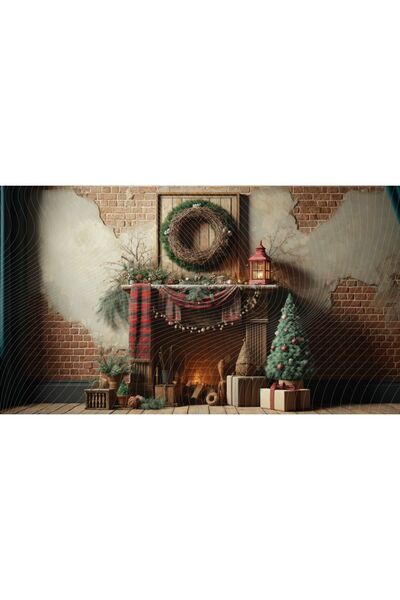 Venspor خلفية ديكور عيد الميلاد الريفية - مدفأة تحت عنوان، صندوق استوديو مقاس...