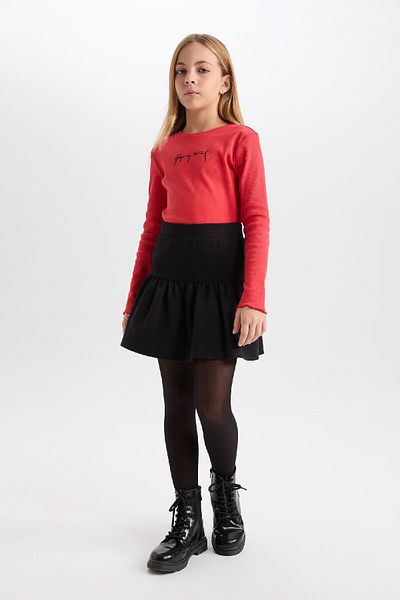 DeFacto Girls' Basic Flat Waist Elastic Flounce Skirt D7195A824Wn