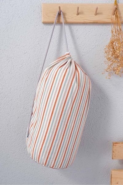Romans Orange Blanket with Pompom Special Bag - 150X200 cm