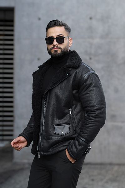Helen Goods Χειμερινό κρύο και αντιανεμικό δερμάτινο παλτό με γούνα εσωτερικά