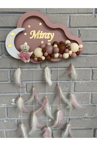 NeşeliAtölyem 40 Cm Bulut Model Ayıcıklı Kişiye Özel Bubble Bebek Kapı Süsü