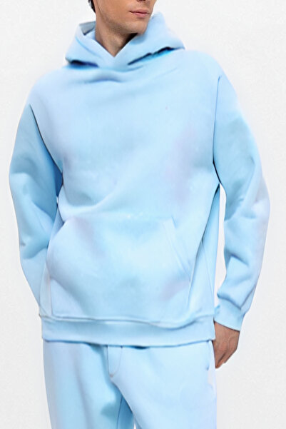 ruNadeS Hanorac supradimensionat pentru bărbați, cu glugă, cu buzunar cangur - Hanorac de bază