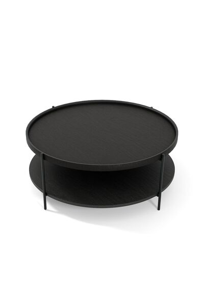 LAGOMA Harmonia Yuvarlak Orta Sehpa Ahşap Raf Metal Ayak - 100 cm