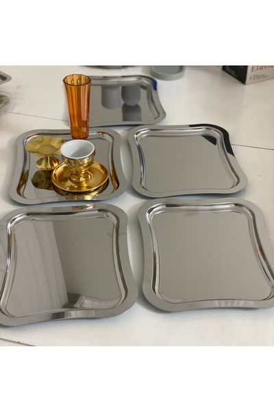 Elzemm store Great Wavy Stainless Steel Model 6Pcs Presentation Tray Service