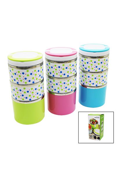 Narnuga Colorful Floral Print Set of 3 - Container with Storage, 1.26Lt (4767) - Mct2428-3254
