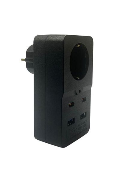 RubyBoutiques Heat Resistant Thermal Current Protected 1 Socket Outlet 2 USB in 2 Type-C Gi - Blc8745-9666