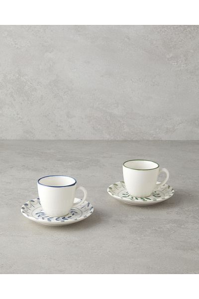 English Home Set cești de cafea Petally Bone Porțelan 4 bucăți pentru 2 persoane 90 ml Albastru-verde