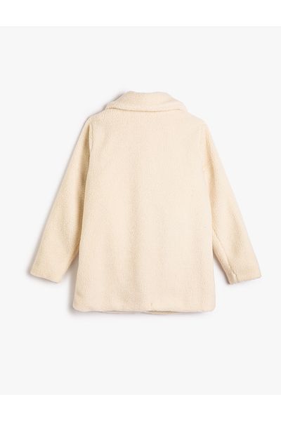 Koton Plüschmantel mit geknöpftem Babykragen und Taschendetail