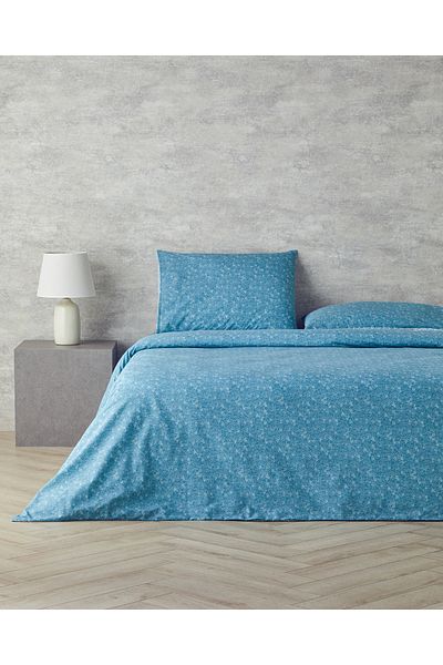 English Home Blossom Garden Double Sided Blue Duvet Cover Set - Easy to Iron, 200X220 cm