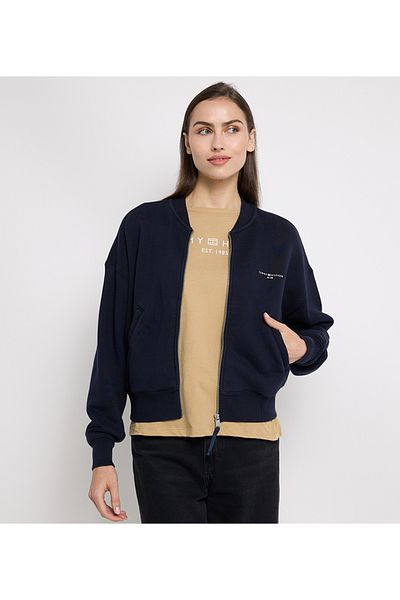 Tommy Hilfiger Women Regular Fit Long Sleeve Off-Shoulder Blue Sweatshirt Ww0Ww44167-Dw5
