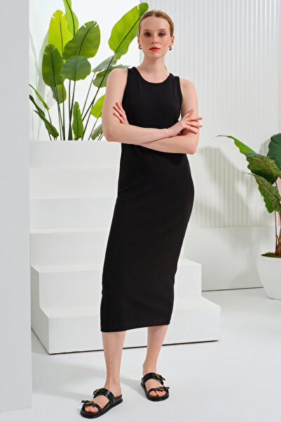 Naramaxx Fitilli Midi Boy Örme Elbise