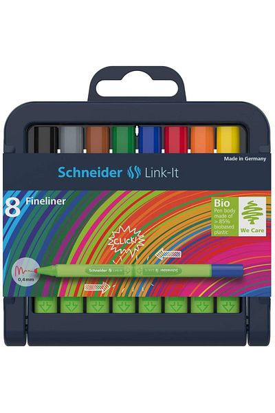 SCHNEIDER Set of 8 Link-It Fiber Tip Pens - 191298