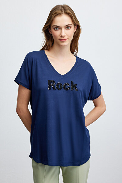 Naramaxx Majica sa šljokicama i V-izrezom