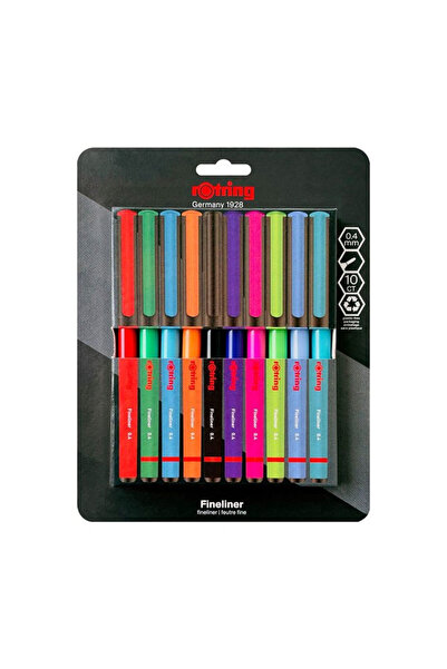 Rotring مجموعة من 10 أقلام تحديد ألوان ذات أطراف لباد