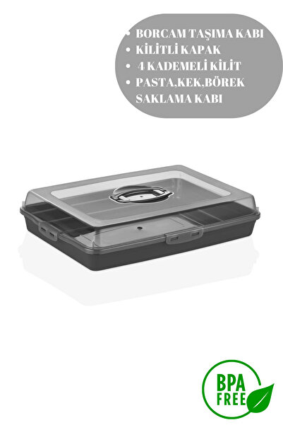 Carpekitchen Kilitli Kapak Kek Pasta Börek Borcam Taşıma Ve Saklama Kabı