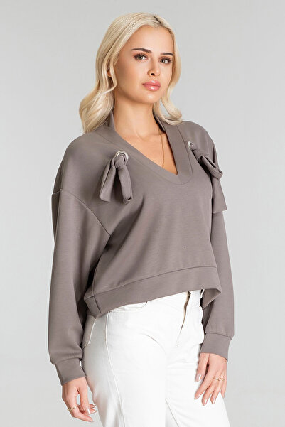 Bold & Young Жіночий модальний купра тканинний светр з шнурками.