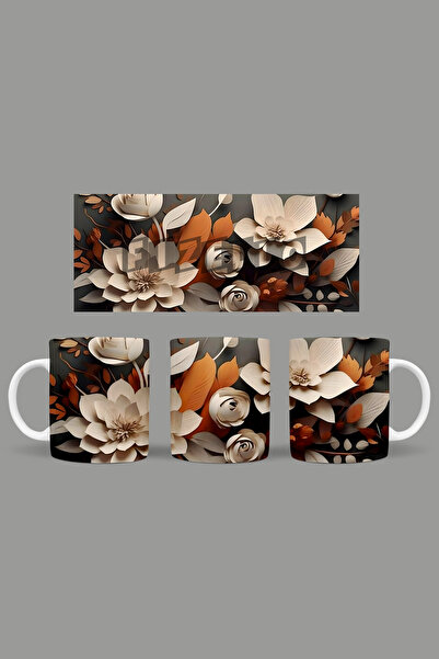 Fizello 3 Boyutlu Floral Temalı Kupa
