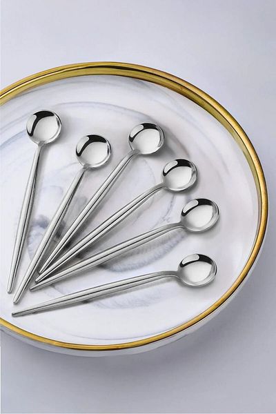 Kitchen Life Pack of 12 Lux Round Silver Teaspoons - Spoons