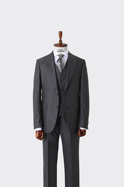Kadir Büyükkaya Viscose Slim Fit Men's Suit - with Vest, Modern Fit - Kaw1026S