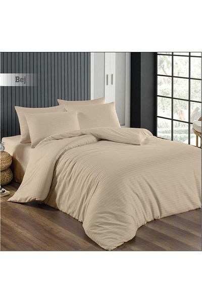 Rebeka Home Collection Σετ Παπλωματοθήκη Διπλό Σατέν Μπεζ
