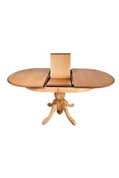 Woodenbend Ronya Natural Ahşap Döşemeli Oval Açılır Masa Sandalye Takımı 80x120-150 4 Sandalyeli