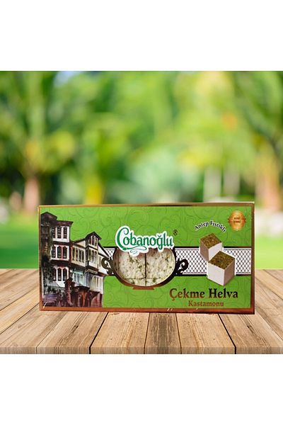 Çobanoğlu 400g Castanese Halva - Pull Design with Pistachios