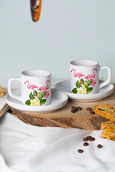 Seraclass 2 Kişilik Kahve Fincan Seti & Flamingo Serisi 7823kdfzg