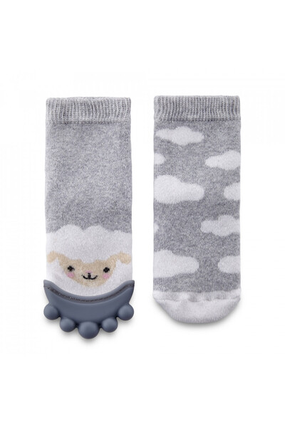 Evelise Sosete cu accesoriu dentitie BabyJem Teether Socks (Culoare: Gri)