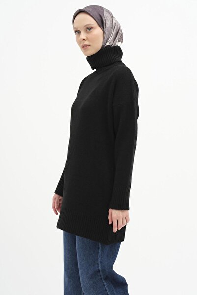 Tuğba Boğazlı Triko Tunik - Siyah
