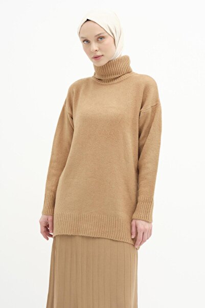 Tuğba Boğazlı Triko Tunik - Camel