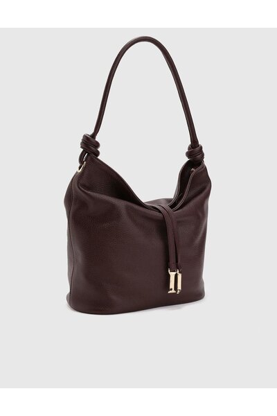 İLVİ Lore Women's Shoulder Bag - Burgundy Genuine Floater Leather