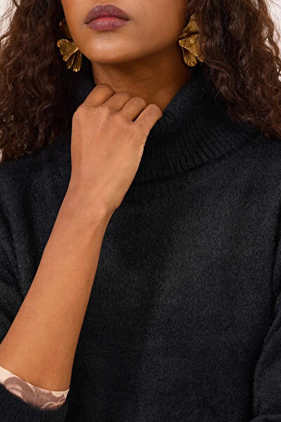 SEÇİL Жіноча туніка з рибальським коміром і трикотажним низом - чорна