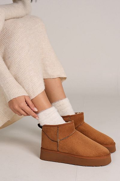 Bestyle Γυναικείες μπότες Selena Camel με εσωτερική γούνα