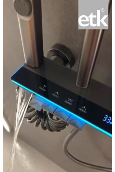 ETK Yeni Nesil Dijital Termostatik Duş Seti - 130 Cm Teleskopik Boru