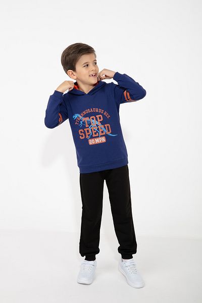 CiciTime Çocuk Modası Boy's Printed Hooded Casual Tracksuit Set