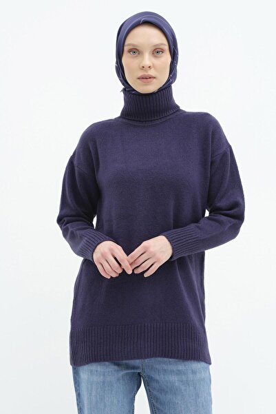 Tuğba Boğazlı Triko Tunik - Lacivert
