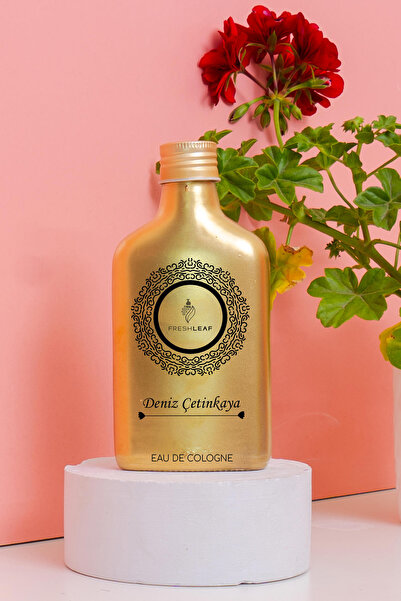 FRESHLEAF Kişiye Özel 200ml Gold Renkli Cam Şişe Limon Kolonyası