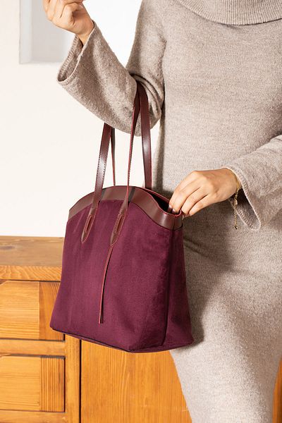HONEY BAG Geantă de mână, de umăr și de umăr pentru femei Lewa din piele de căprioară, roșu Claret