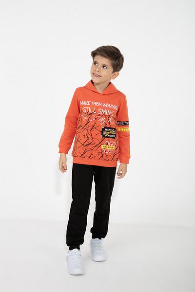 CiciTime Çocuk Modası Boy's Printed Hooded Casual Tracksuit Set