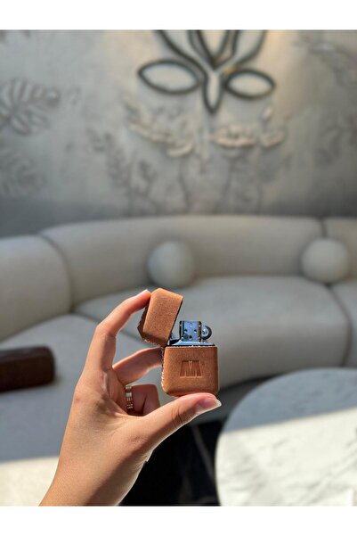 MFT Leather Design Zippo Çakmak ve Kılıfı Hakiki Deri Camel