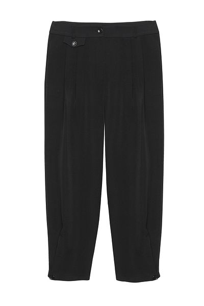 Quzu Button Detailed High Waist Trousers Black