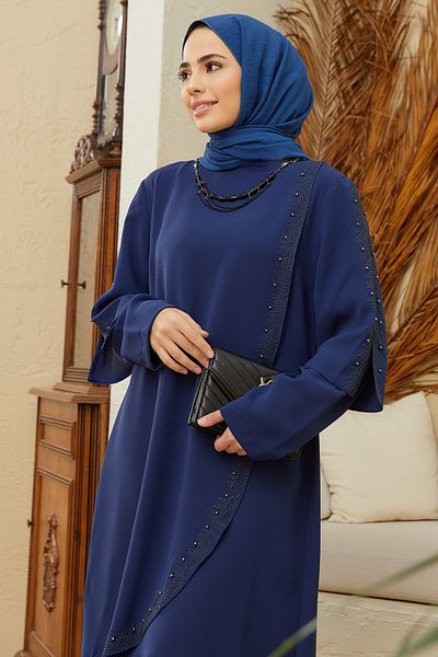 VAVİNOR Rochie de Seara Marime Plus Hürrem - Indigo