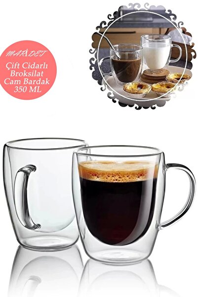 Maridet كوب زجاجي مزدوج الجدران 350 مل كوب مكتب منزلي مزدوج الطبقة عازل للحرا...