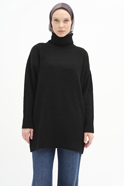 Tuğba Boğazlı Triko Tunik - Siyah