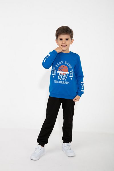 CiciTime Çocuk Modası Boy's Printed Hooded Casual Tracksuit Set