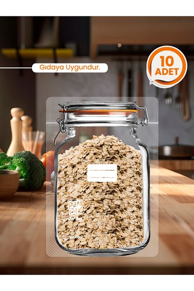 PALPAK Large Size Clip Lid Jar Look Storage Bag 17X27 Cm-10 Pieces-1000 ml