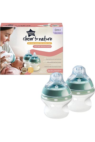 tommee tippee Closer to Nature Silicone Baby Bottle - 5oz, Pack of 2