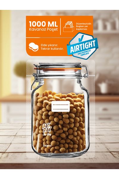 PALPAK Large Size Clip Lid Jar Look Storage Bag 17X27 Cm-10 Pieces-1000 ml